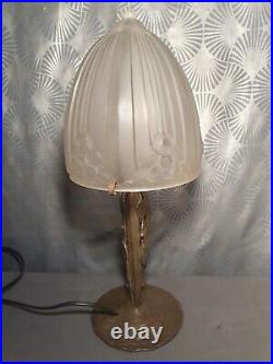 1930 SONOVER Wrought Iron Mushroom Lamp & Glass Dome Day Shoe