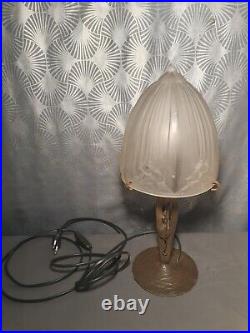 1930 SONOVER Wrought Iron Mushroom Lamp & Glass Dome Day Shoe