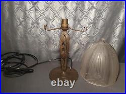 1930 SONOVER Wrought Iron Mushroom Lamp & Glass Dome Day Shoe