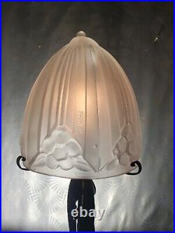 1930 SONOVER Wrought Iron Mushroom Lamp & Glass Dome Day Shoe