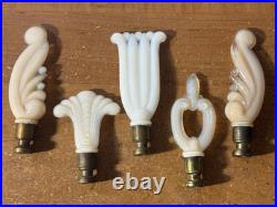 1930's / 40's VINTAGE FINIALS LOT OF 5 OPALESCENT ALACITE ART DECO GLASS