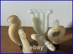 1930's / 40's VINTAGE FINIALS LOT OF 5 OPALESCENT ALACITE ART DECO GLASS
