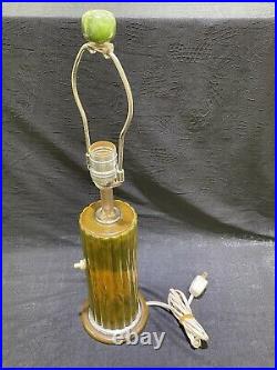 1930's Art Deco Catalin Swirled Green Bakelite with Butterscotch Table Lamp