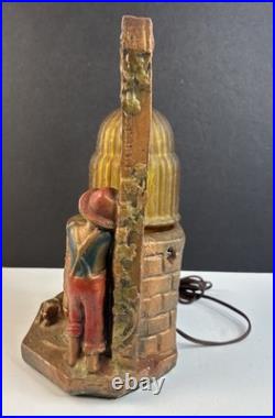 1930's Art Deco Chalkware Wishing Well Lamp P. Incrocci Pittsburgh WORKS