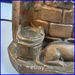 1930's Art Deco Chalkware Wishing Well Lamp P. Incrocci Pittsburgh WORKS