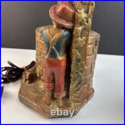 1930's Art Deco Chalkware Wishing Well Lamp P. Incrocci Pittsburgh WORKS