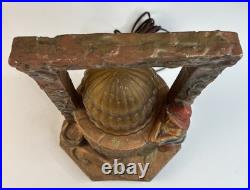 1930's Art Deco Chalkware Wishing Well Lamp P. Incrocci Pittsburgh WORKS