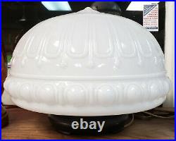 1930's Art Deco Milk Glass Ribbed Dome Pendant Light Fixture Converted Lamp