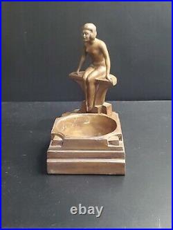 1930's Art Deco Nude Woman/Lady Trinket Dish Ashtray Metal