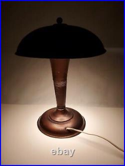 1930's Art Deco mushroom desk / table lamp single bulb bronze color UFO works