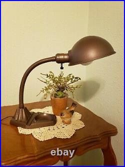 1930's Vintage Rex Electric Gooseneck Desk or Table Lamp with Cast Iron Base