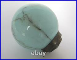 1930s ANTIQUE ART DECO MARBLED GLASS LAMPSHADE CHANDELIER BLUE GLOBE