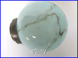 1930s ANTIQUE ART DECO MARBLED GLASS LAMPSHADE CHANDELIER BLUE GLOBE