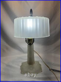 1930s ART DECO Boudoir Lamp FROSTED GLASS McKee Attrib REWIRED