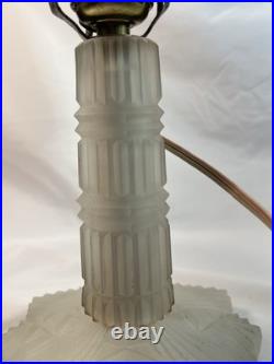 1930s ART DECO Boudoir Lamp FROSTED GLASS McKee Attrib REWIRED