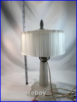 1930s ART DECO Boudoir Lamp FROSTED GLASS McKee Attrib REWIRED