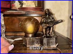 1930s ART DECO-FIGUERAL HARLEQUIN CLOWN BOUDOIR LAMP WITH BRAIN GLOBE