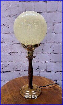 1930s ART DECO TABLE DESK LAMP, BAKELITE STEM VANILLA GLASS GLOBE SHADE