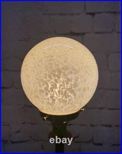 1930s ART DECO TABLE DESK LAMP, BAKELITE STEM VANILLA GLASS GLOBE SHADE