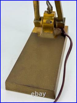 1930s Art Deco Brass Desk Lamp Sculptural Arm Modernist Design Heavy Patina