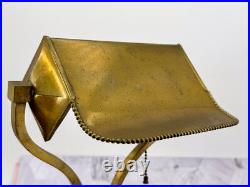 1930s Art Deco Brass Desk Lamp Sculptural Arm Modernist Design Heavy Patina