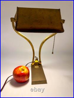 1930s Art Deco Brass Desk Lamp Sculptural Arm Modernist Design Heavy Patina