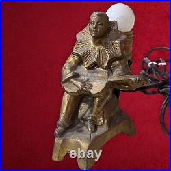 1930s Art Deco Figural Harlequin Minstrel Boudoir Lamp