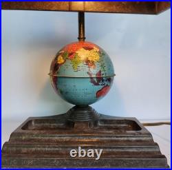 1930s Art Deco Globe Desk Lamp Marbled Bakelite Desk Organizer Light Works