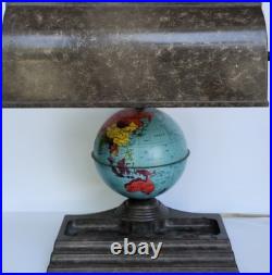 1930s Art Deco Globe Desk Lamp Marbled Bakelite Desk Organizer Light Works