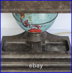 1930s Art Deco Globe Desk Lamp Marbled Bakelite Desk Organizer Light Works