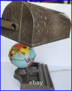 1930s Art Deco Globe Desk Lamp Marbled Bakelite Desk Organizer Light Works 1930s Art Deco Globe Desk Lamp Marbled Bakelite Desk Organizer Light Works
