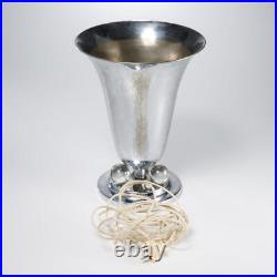 1930s Art Deco Moderne French Chrome Glass Tulip Lamp G Humbert 12.5h 9.75dia