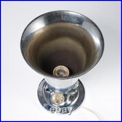 1930s Art Deco Moderne French Chrome Glass Tulip Lamp G Humbert 12.5h 9.75dia