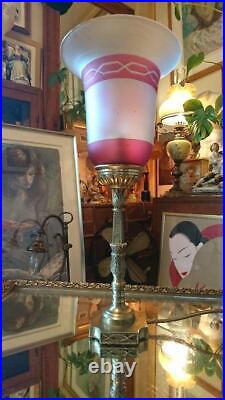 1930s Art Deco Trombone Cranberry Line Shade Lamp Direct from JAPAN