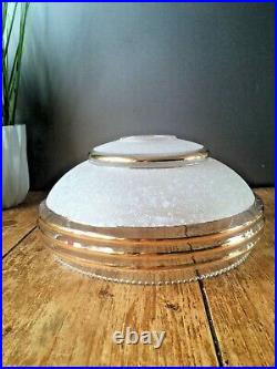 1930s Art Deco White Frosted Sugar Glass Ufo Ceiling Light Lamp Shade Flycatcher
