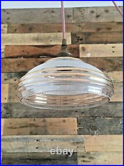 1930s Art Deco White Frosted Sugar Glass Ufo Ceiling Light Lamp Shade Flycatcher