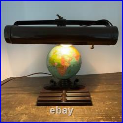 1930s Art Deco World Globe Desk Lamp Organizer Works Vintage