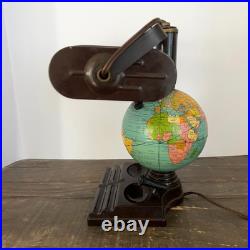 1930s Art Deco World Globe Desk Lamp Organizer Works Vintage 1930s Art Deco World Globe Desk Lamp Organizer Works Vintage