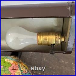 1930s Art Deco World Globe Desk Lamp Organizer Works Vintage