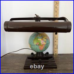 1930s Art Deco World Globe Desk Lamp Organizer Works Vintage
