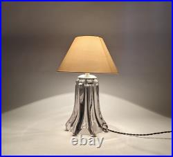 1930s French Art Deco Crystal Table Lamp with Fabric Cable