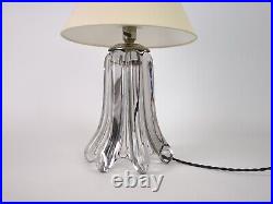 1930s French Art Deco Crystal Table Lamp with Fabric Cable