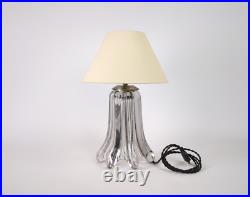 1930s French Art Deco Crystal Table Lamp with Fabric Cable