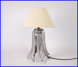 1930s French Art Deco Crystal Table Lamp with Fabric Cable