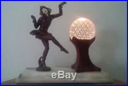 1930s Ignacio Gallo Art Deco Harlequin Pixi Lamp Gerdago Spelter Figural Vintage