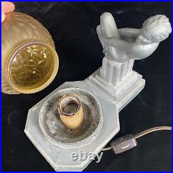 1930s Vintage Art Deco Frankart Nuart Nude Nymph Naked Woman Table Lamp With Globe