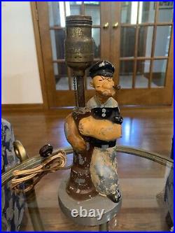 1935 Antique ART DECO Cartoon POPEYE STATUE King Features LAMP Figural Metal