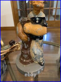 1935 Antique ART DECO Cartoon POPEYE STATUE King Features LAMP Figural Metal