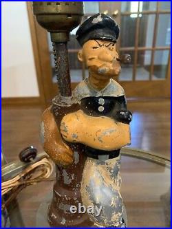 1935 Antique ART DECO Cartoon POPEYE STATUE King Features LAMP Figural Metal