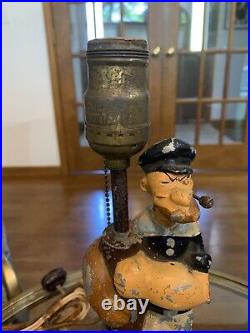 1935 Antique ART DECO Cartoon POPEYE STATUE King Features LAMP Figural Metal